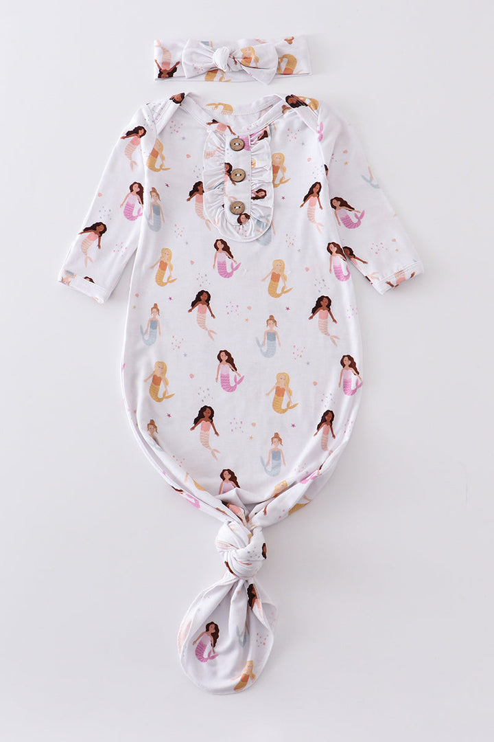 Mermaid Print Bamboo Baby Gown