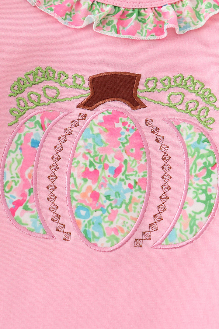 Pink Pumpkin Applique Girl Set