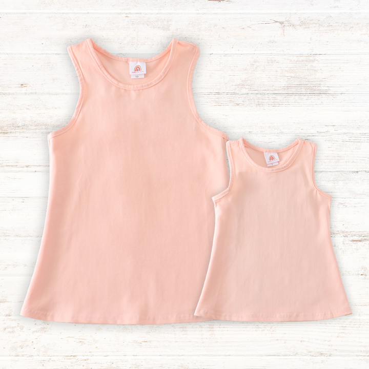 Peach Blank Basic Kids Teens Adult Tank Top