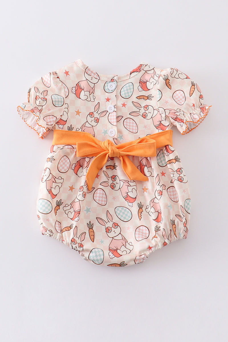 Easter Bunny Egg Print Ruffle Girl Bubble