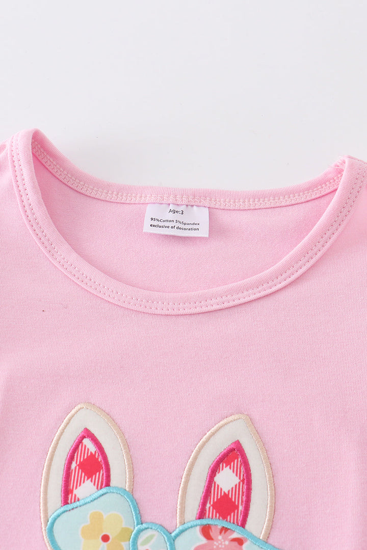 Pink Bunny Applique Ruffle Dress