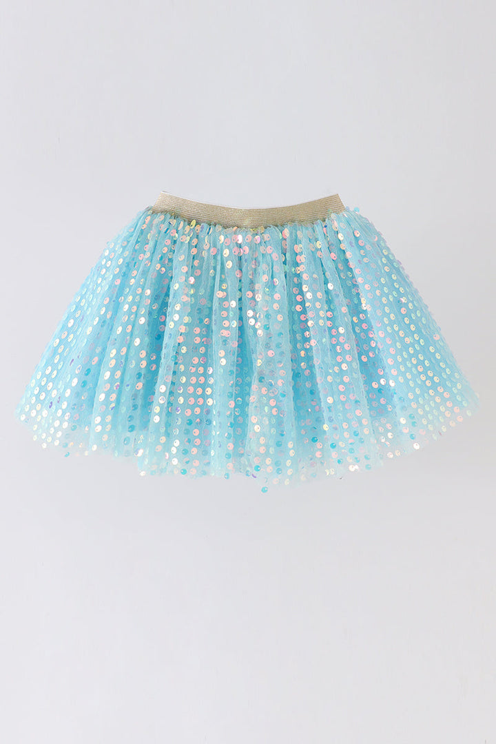 Blue Sequin Tulle Tutu Skirt