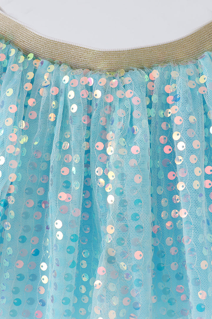 Blue Sequin Tulle Tutu Skirt