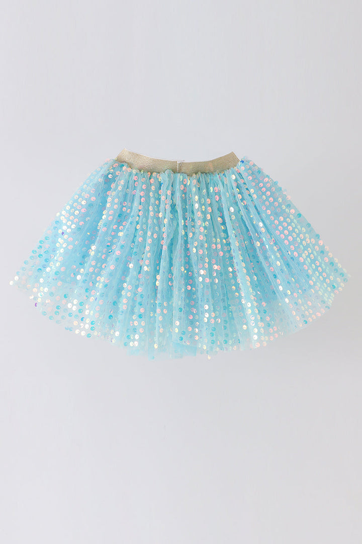 Blue Sequin Tulle Tutu Skirt