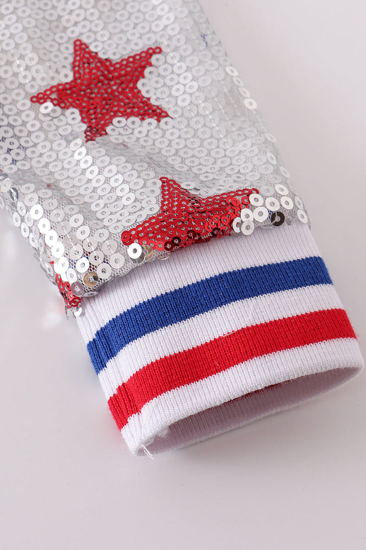 Patriotic Star Sequins Girl Coat