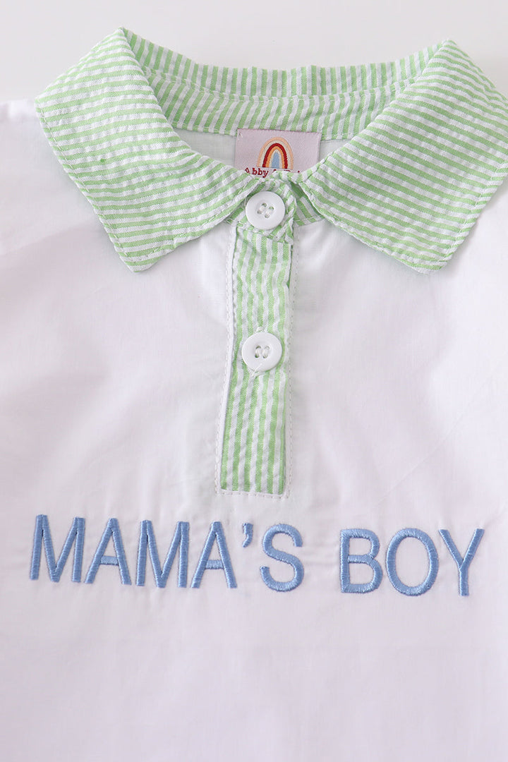 Seersucker Mama's Boy Embroidery Boy Shirt