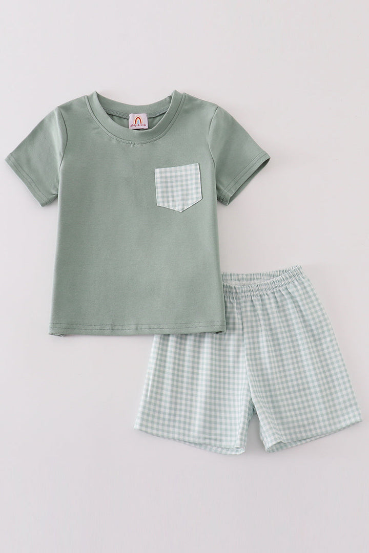 Green Gingham Boy Set