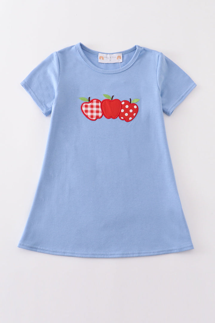 Blue Apple Applique Dress