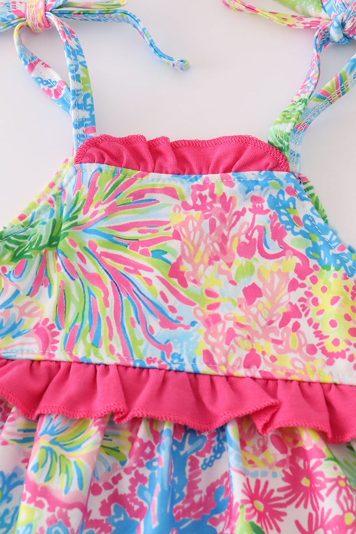 Pink Tropical Floral Girl Bloomer Set