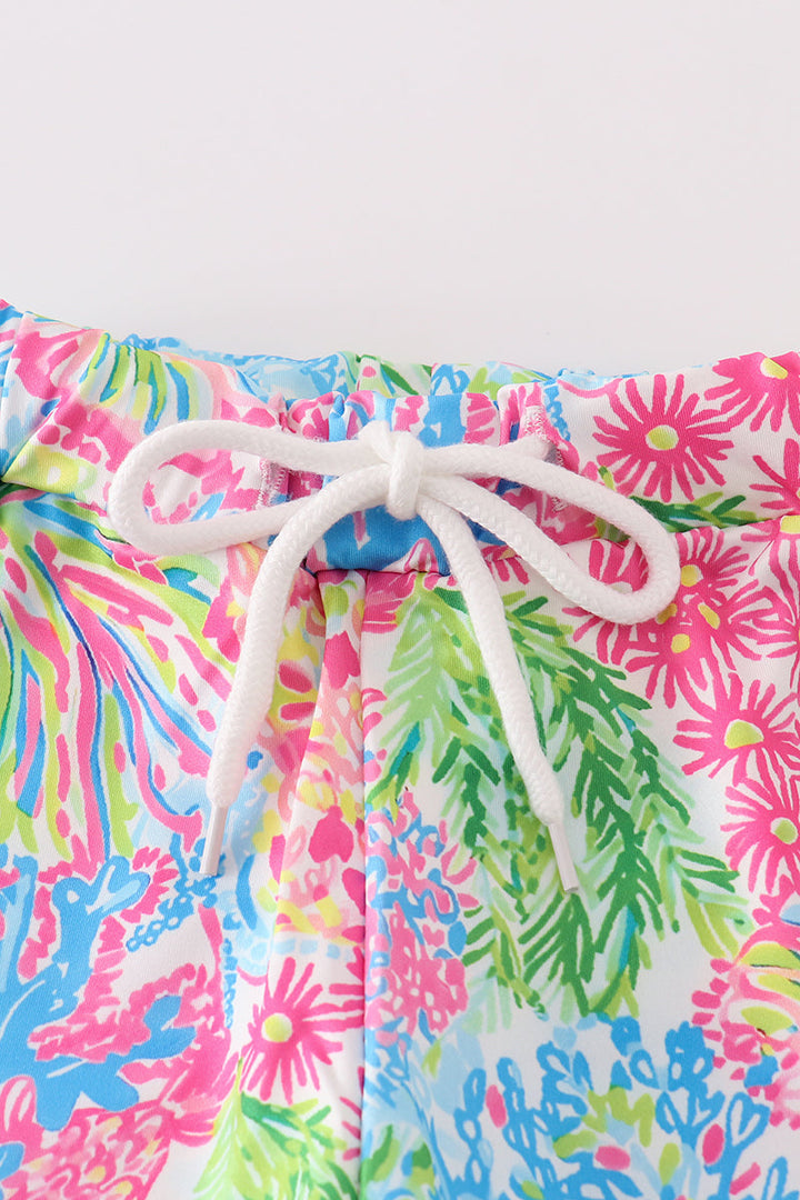 Pink Tropical Boy Swim Trunk