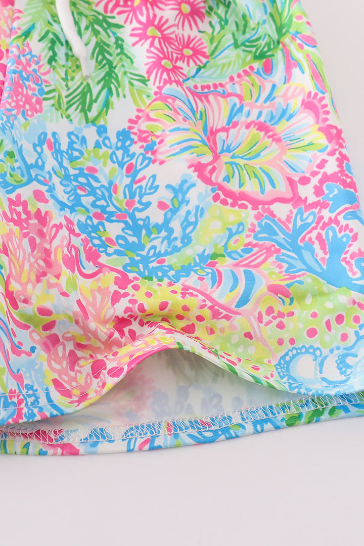 Pink Tropical Boy Swim Trunk