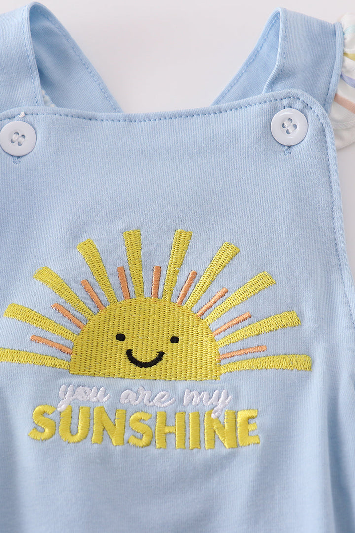 Blue You Are My Sunshine Applique Girl Bubble