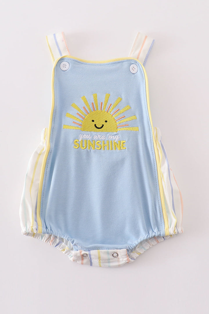 Blue You Are My Sunshine Applique Boy Bubble