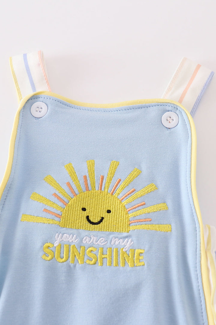 Blue You Are My Sunshine Applique Boy Bubble