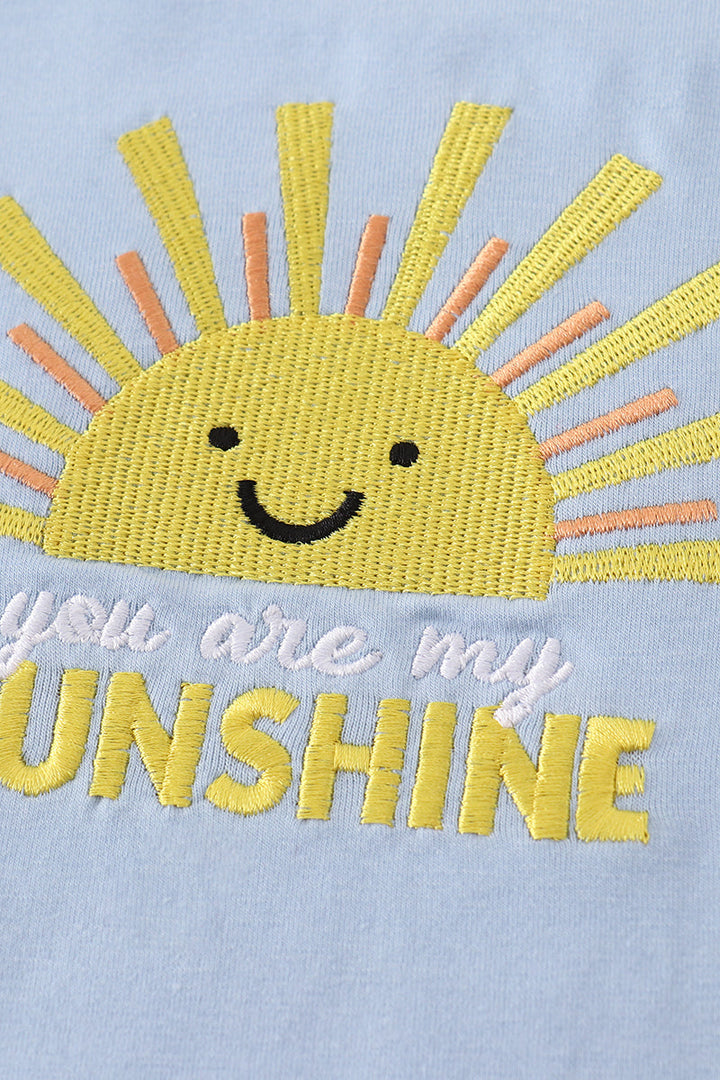 Blue You Are My Sunshine Applique Girl Dress