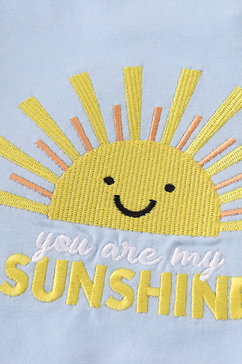 Blue You Are My Sunshine Applique Boy Set