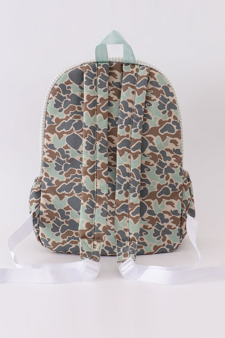 Green Camouflage Duck Applique Boy Schoolbag