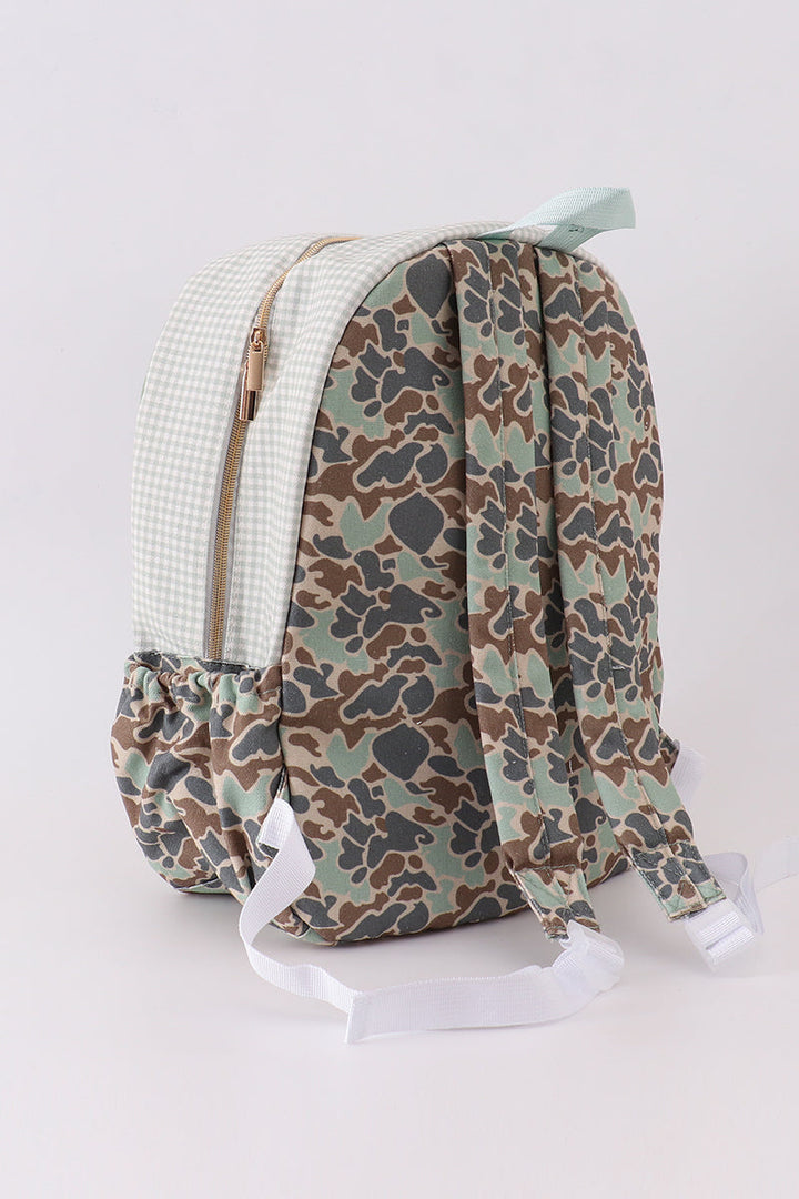 Green Camouflage Duck Applique Boy Schoolbag