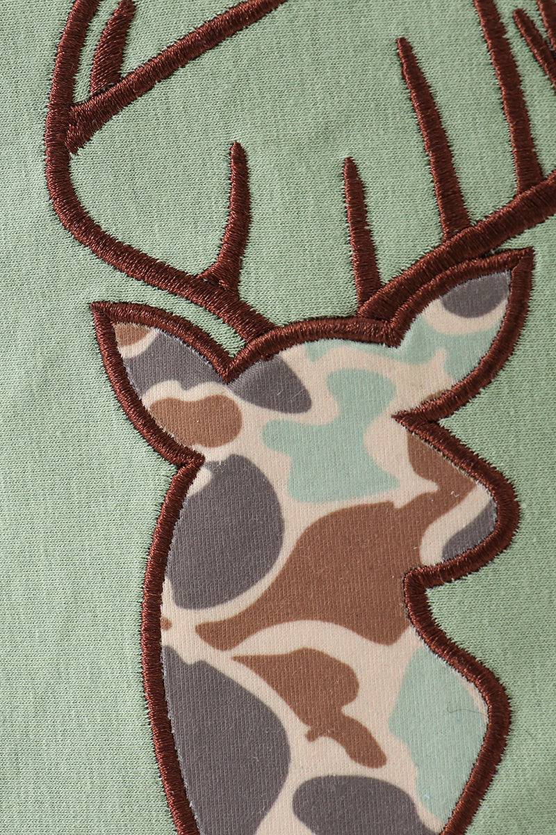 Green Camouflage Reindeer Applique Lunch Bag