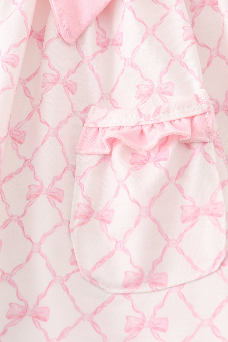 Pink Bow Football Embroidery Dress