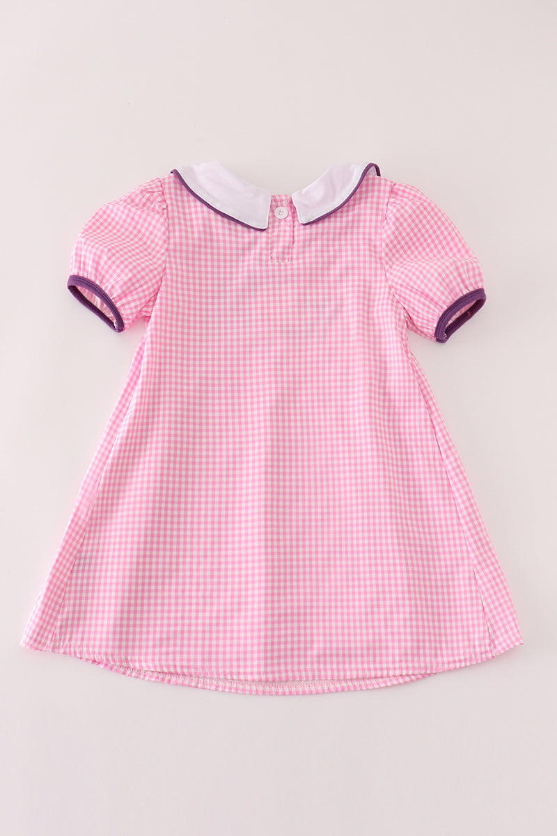 Pink Plaid Halloween Embroidery Dress