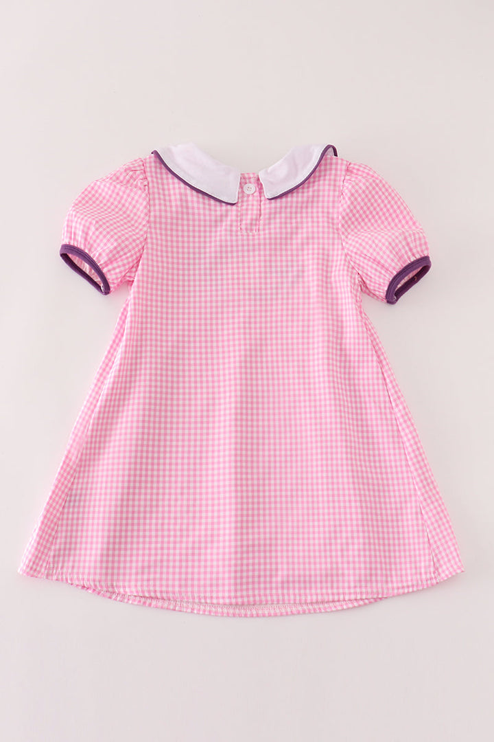 Pink Plaid Halloween Embroidery Dress