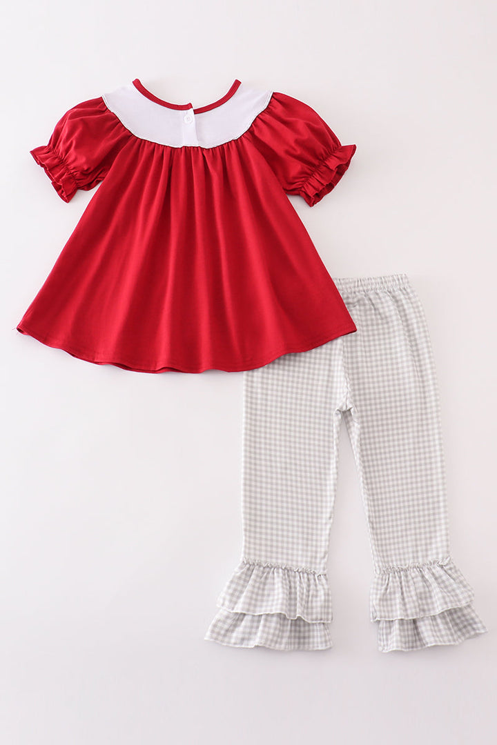 Maroon Alabama French Knot Girl Set