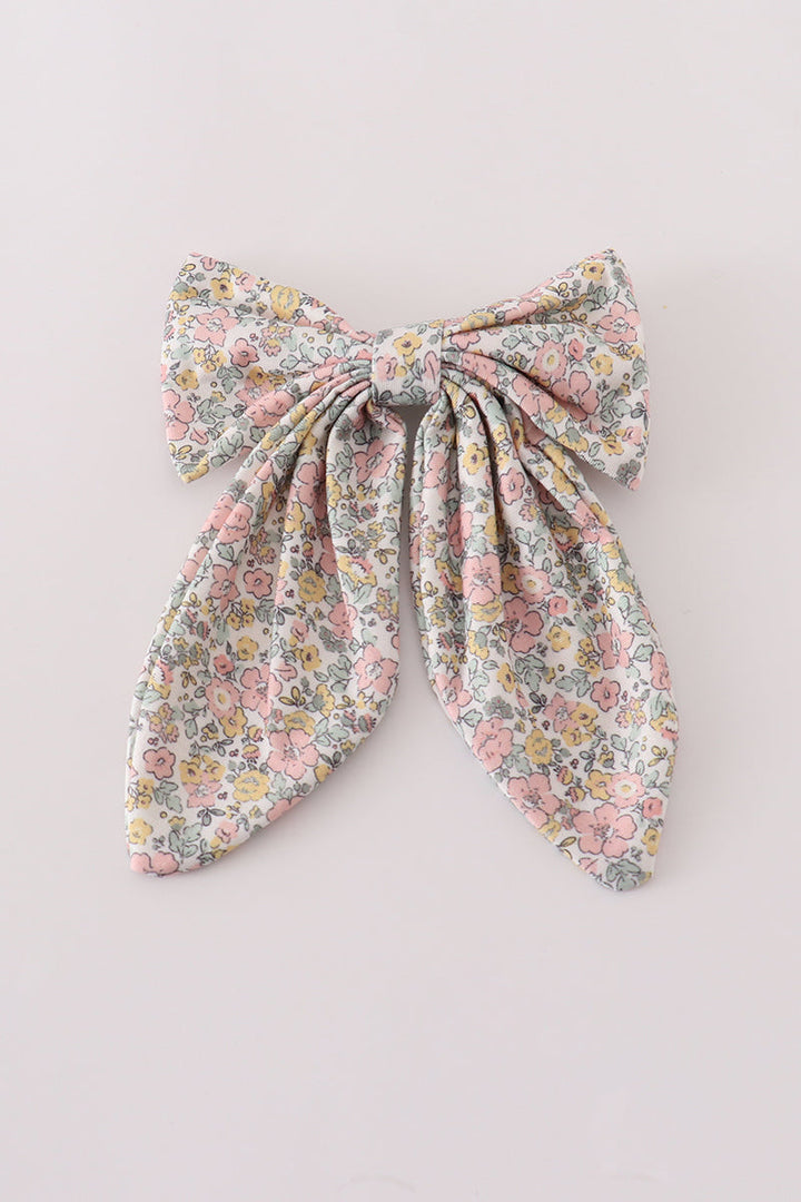 Pink Floral Print Hair Sailor Bow