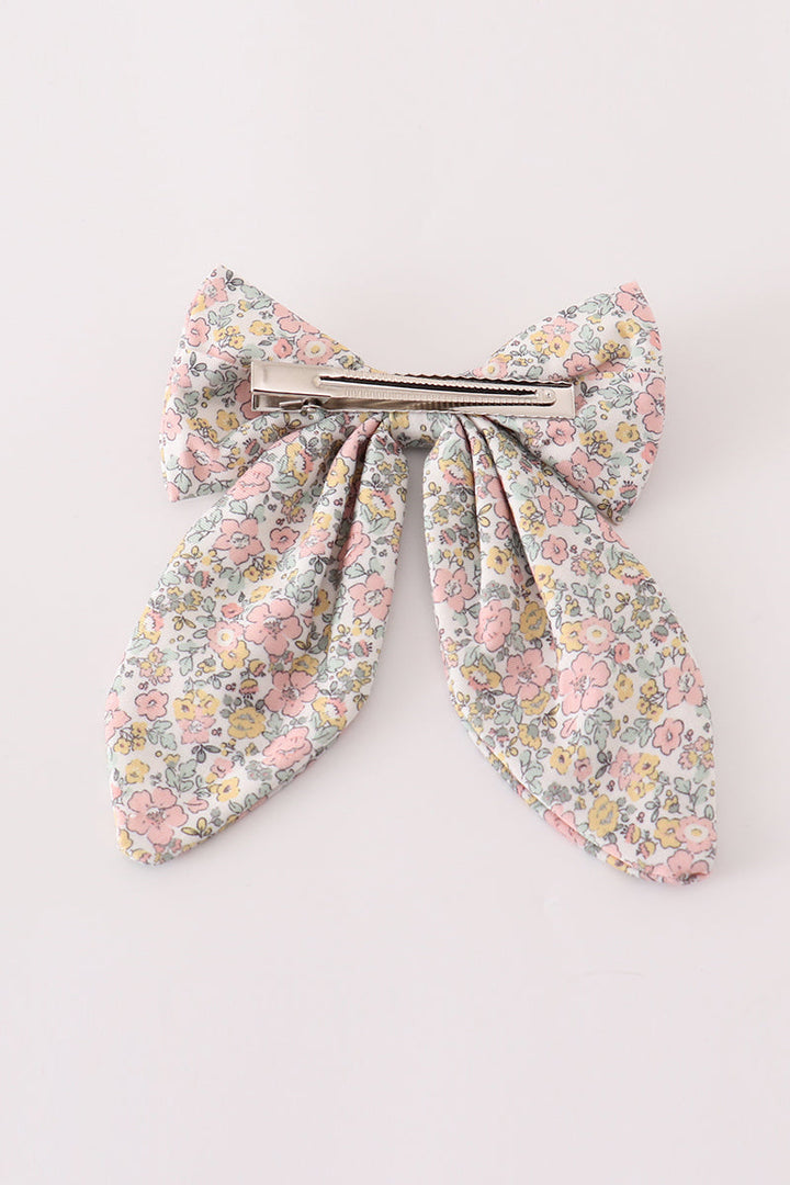 Pink Floral Print Hair Sailor Bow