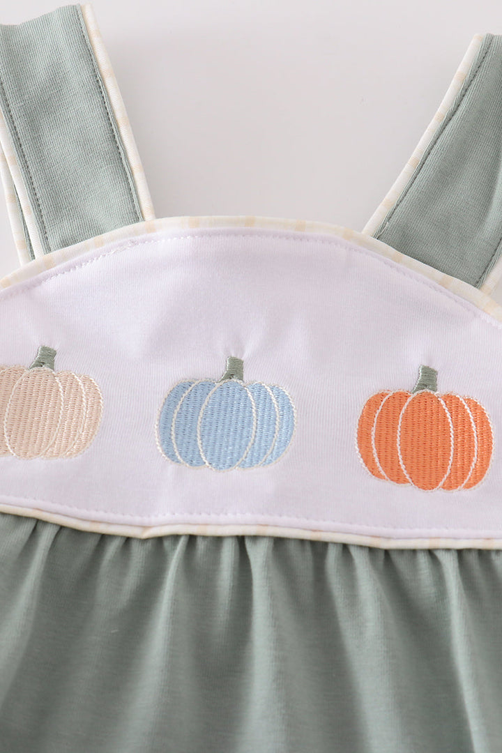 Green Pumpkin Embroidery Boy Bubble