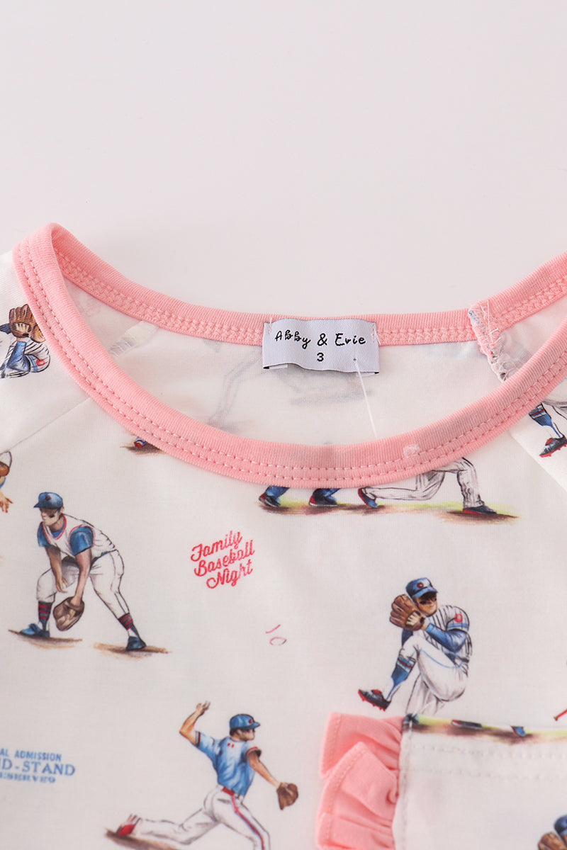 Baseball Print Girl Pajam Set