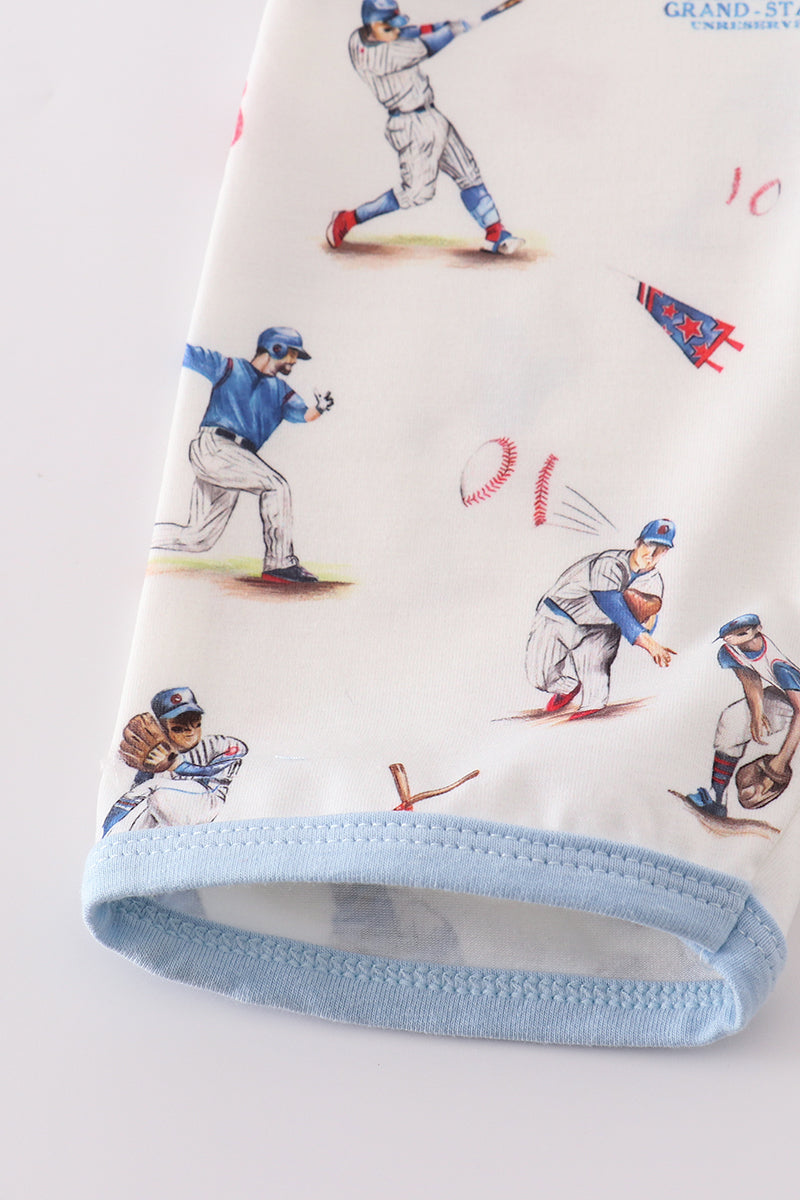 Baseball Print Boy Romper