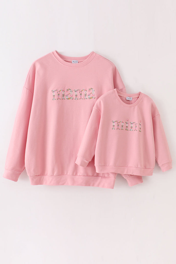 Pink Mini Embroidery Mom&me Sweatshirt