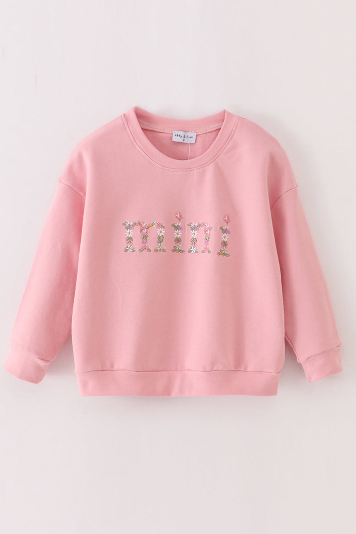 Pink Mini Embroidery Mom&me Sweatshirt