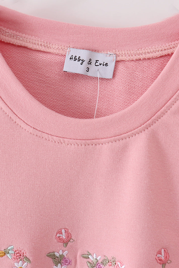 Pink Mini Embroidery Mom&me Sweatshirt