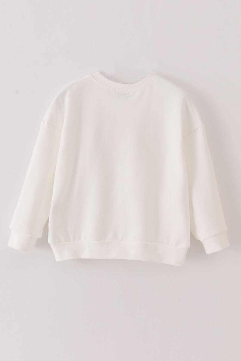 White Mini Embroidery Mom&me Sweatshirt