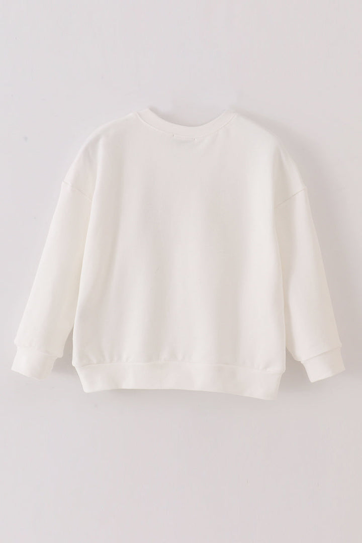 White Mini Embroidery Mom&me Sweatshirt