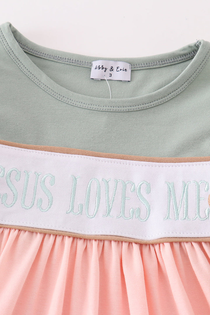 Pink Jesus Loves Me Embroidery Dress