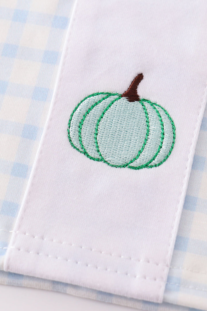 Blue Pumpkin Embroidery Plaid Boy Set