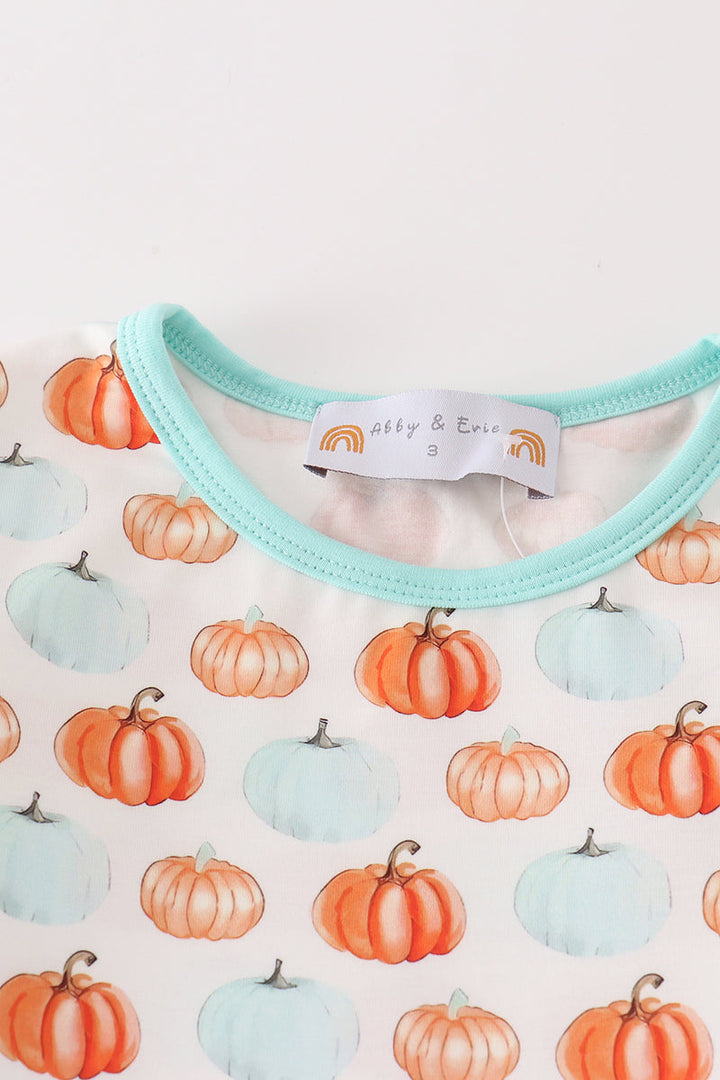 Pumkin Print Girl Pajamas Set