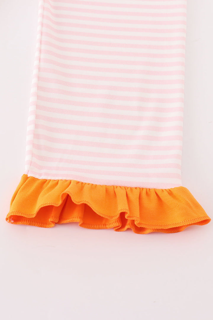 Pink Stripe Pumpkin Applique Girl Set