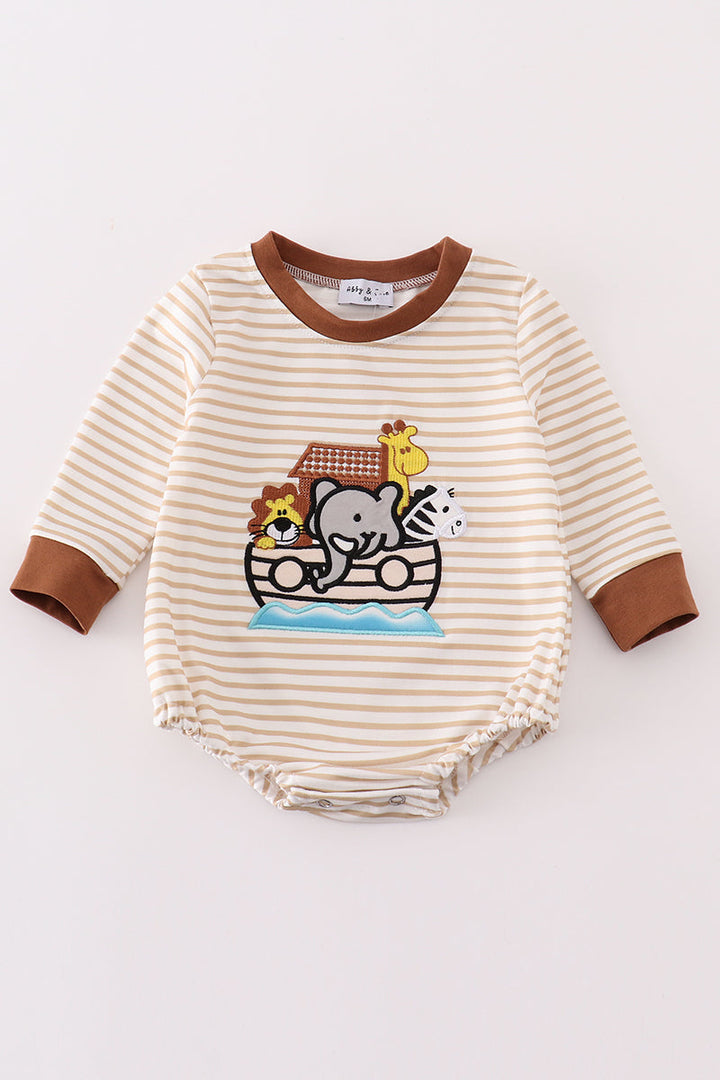 Noah's Ark Embroidery Stripe Boy Bubble