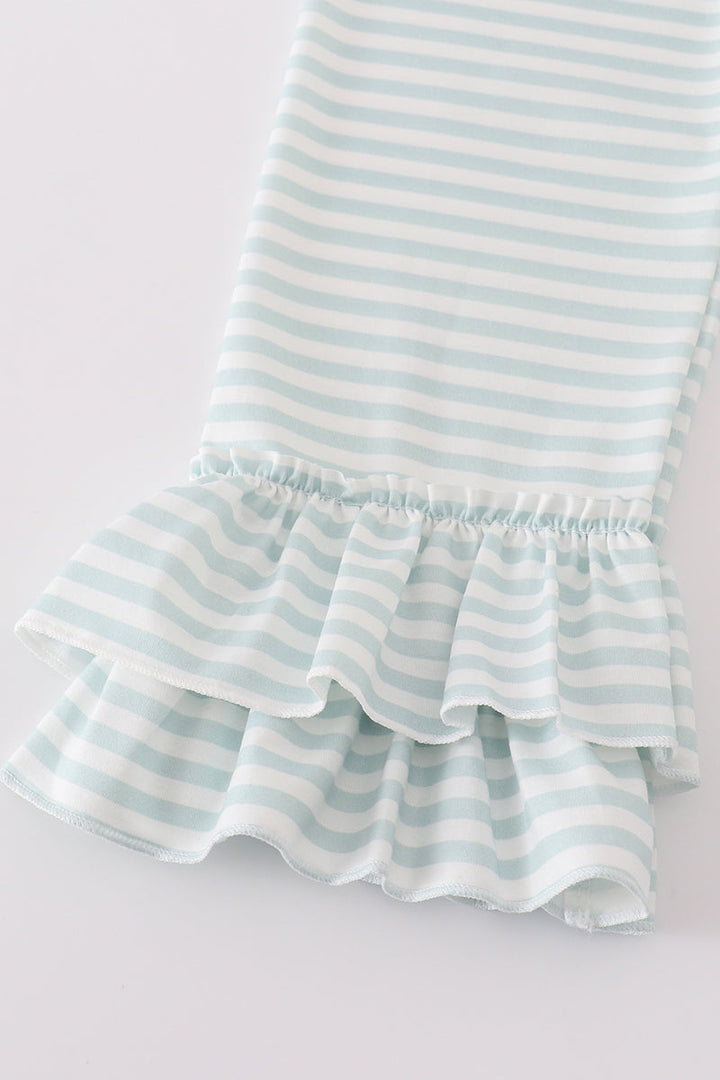 Pink Noah's Ark Embroidery Stripe Girl Set