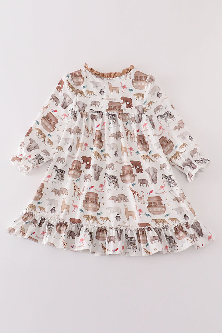 Noah's Ark Animal Print Girl Pajama Gown