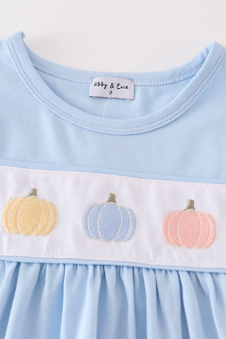 Blue Pumpkin Embroidery Girl Ruffle Pants Set