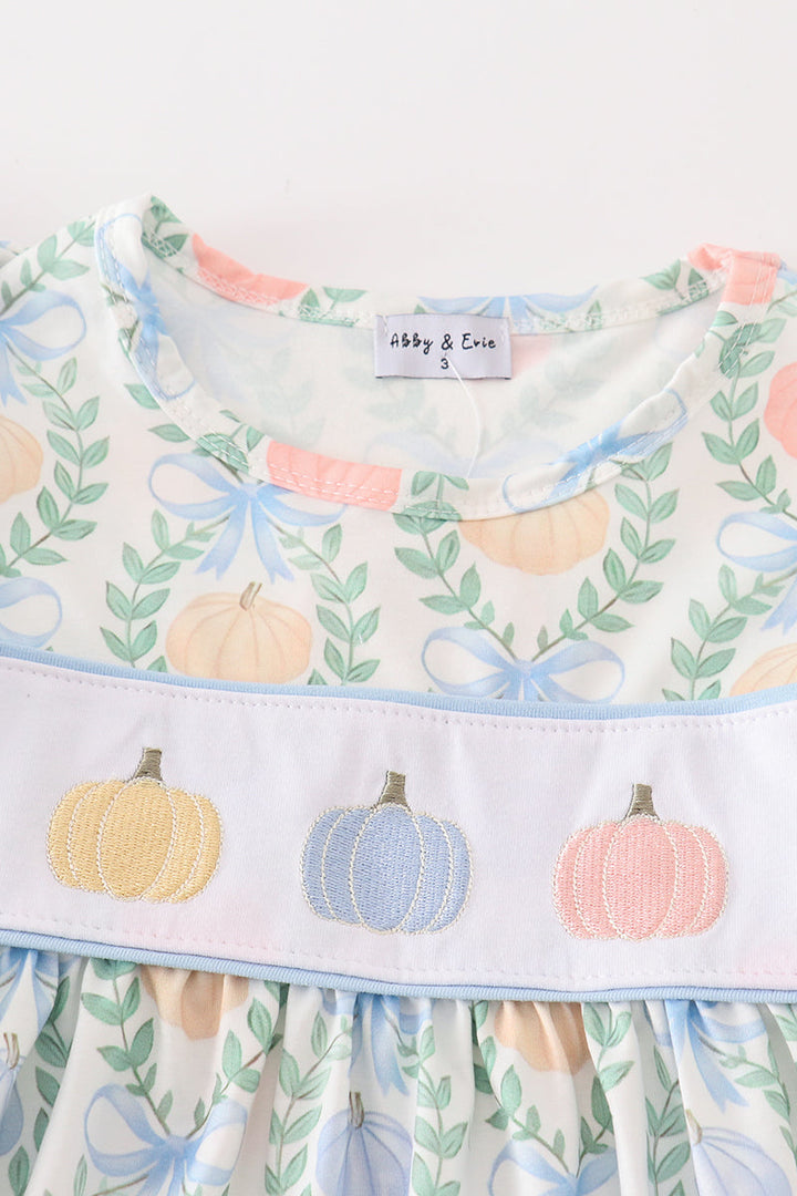 Blue Pumpkin Embroidery Ruffle Dress