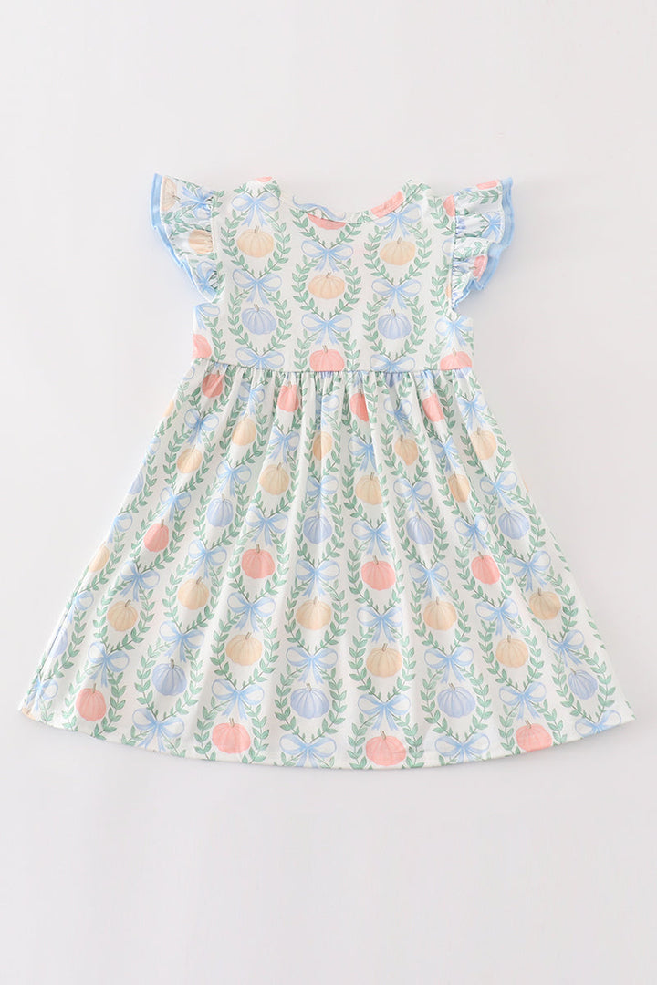 Blue Pumpkin Embroidery Ruffle Dress