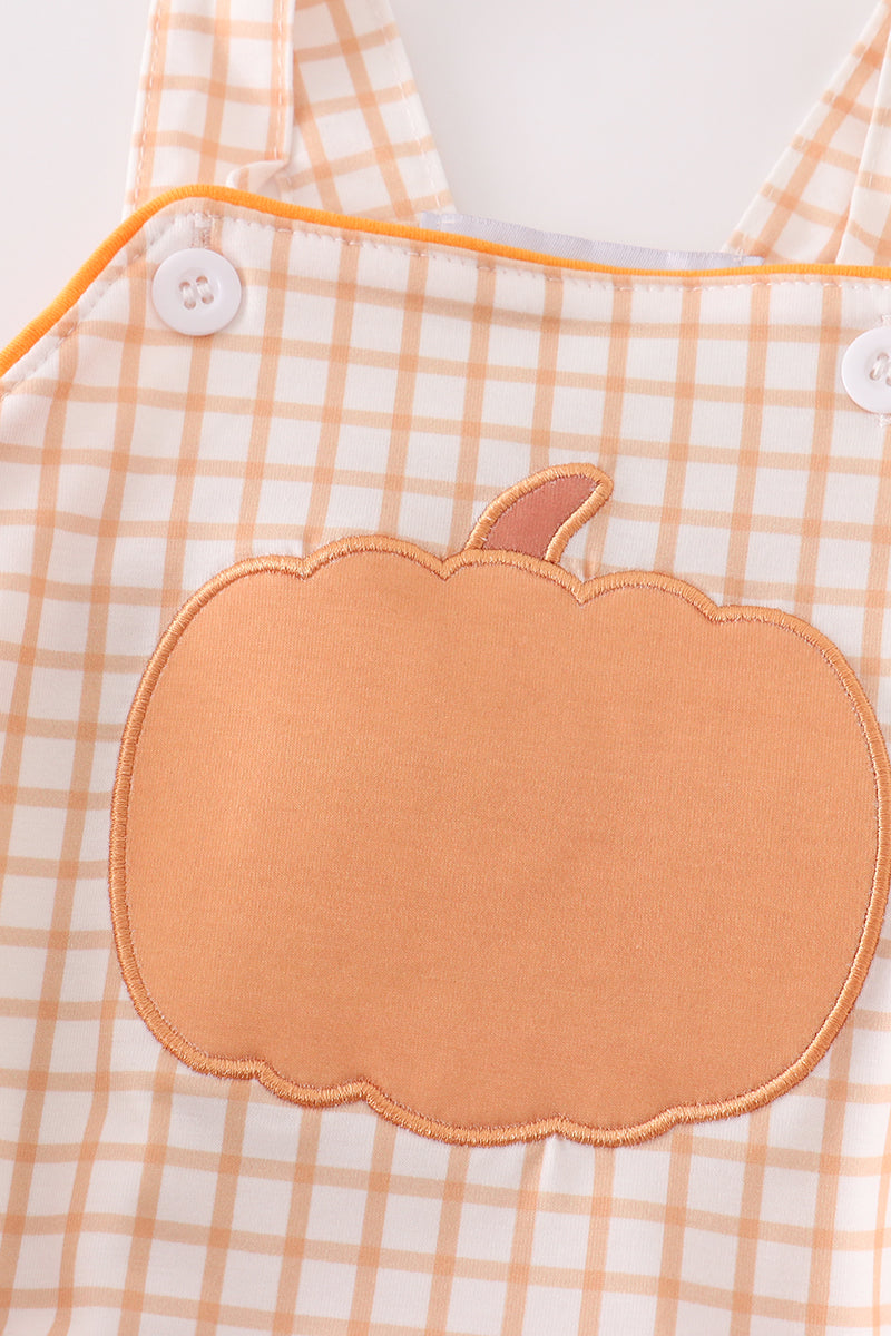 Orange Pumpkin Applique Baby Boy Bubble