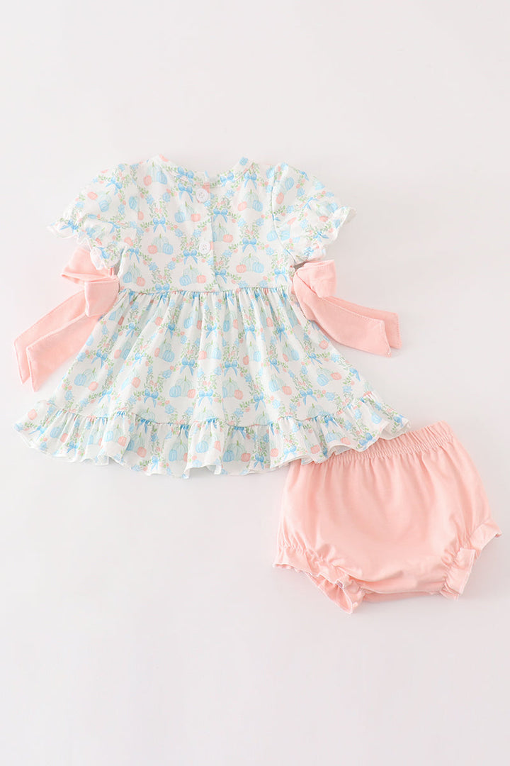 Pink Pumpkin Print Baby Girl Set