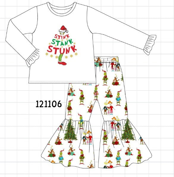 White Grinch Print Girl Set